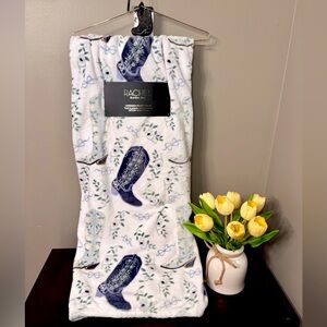 NEW!! Rachel Roy blue bows and boots plush throw blanket